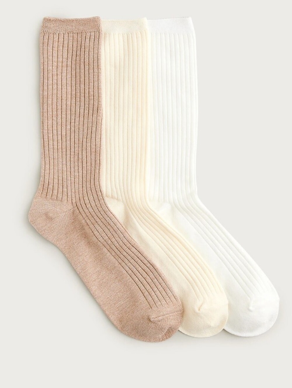 J. Crew Cozy Ribbed Trouser Socks - 3 pair - tan, ivory, white